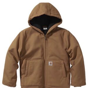 Carhartt Tan Boy’s Flannel Quilt Lined Hooded Jacket